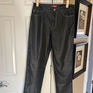 STAUD woman’s Black Faux Leather Straight Jeans